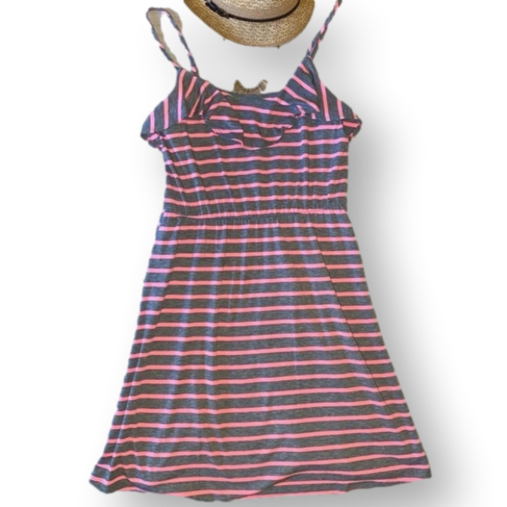 $5 add on. Mossimo Sundress, grey and coral striped.
